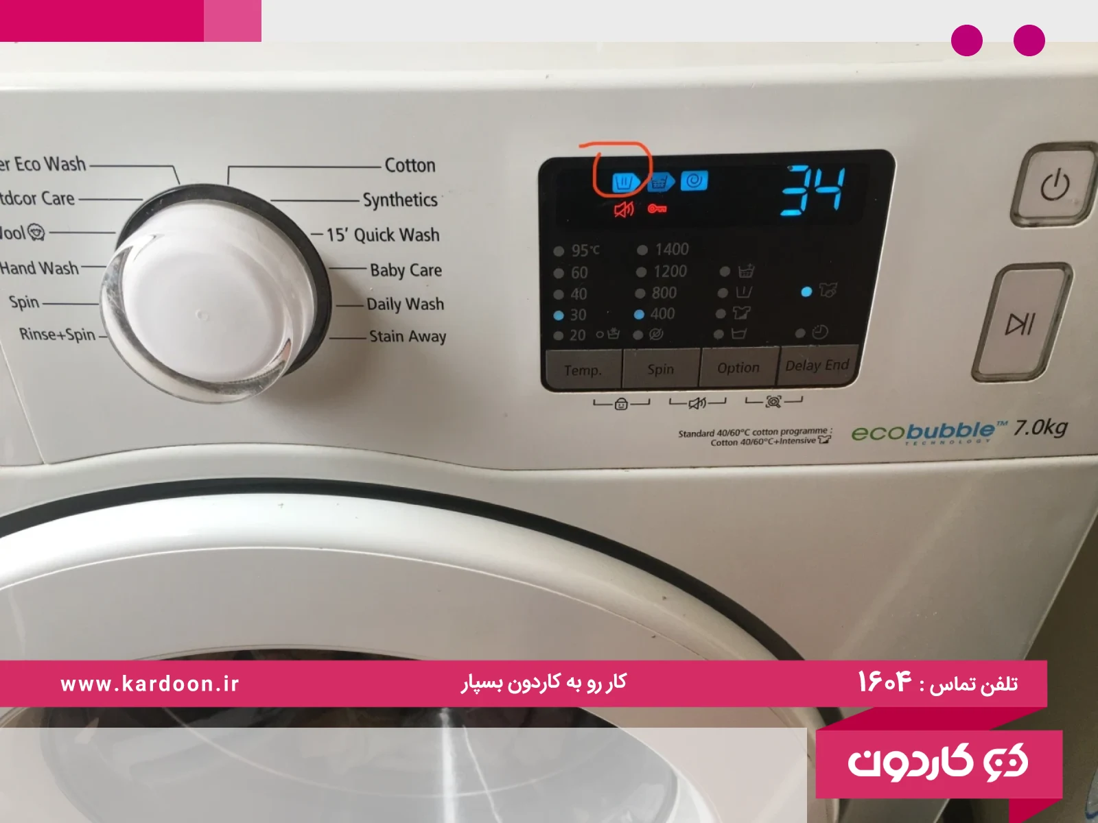 Types of signs on the washing machine